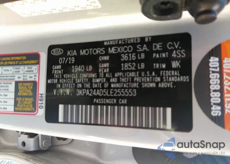 2020 Kia Rio S from USA, damaged, VIN 3KPA24AD5LE255553